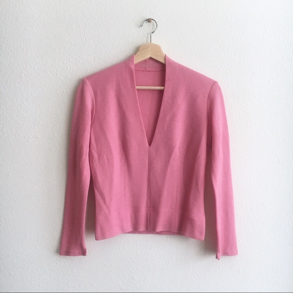 Charles Chang-Lima Wool Sweater Pink V Neck